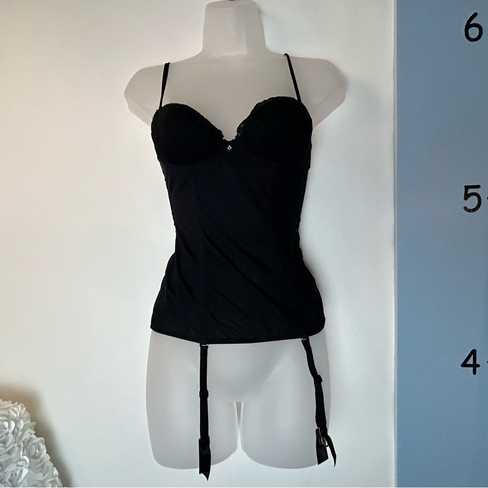 Intimissimi Black Bustier‎ Lingerie & Garter Straps 30B Small